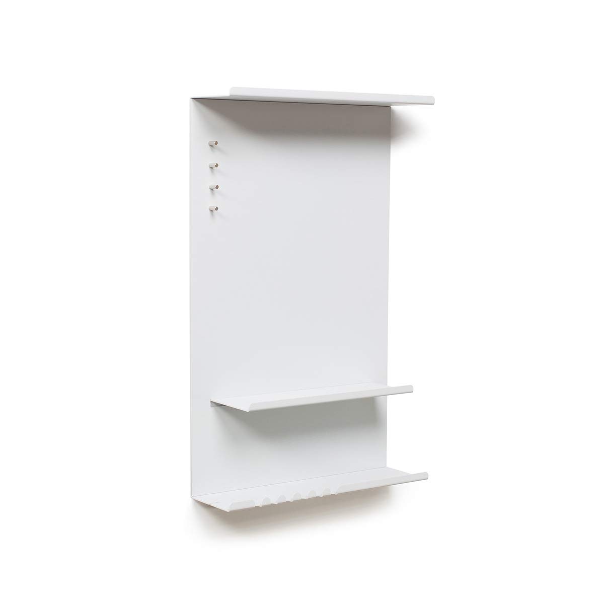 byde Organizer Ścienny Hele Wykonany z Metalu 30 x 9 x 49 cm Półka Ścienna 3 w 1 z Tablicą Magnetyczną i Magnesami. Organizer na Klucze i Notatki. Montaż na Ścianie z Szablonem Montażowym. Kolor Biały