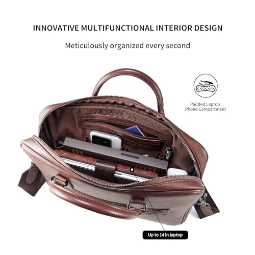 VICTORIA HYDE Brown Men's Briefcase, Men Business Bag Shoulder Handbag, 14 Inch Laptop Bag4
