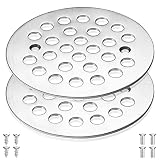 Therwen 2 Set Screw in Shower Strainer Drain Cover 4-1/4'' Stainless Steel Floor Drain Cover Bathtub
