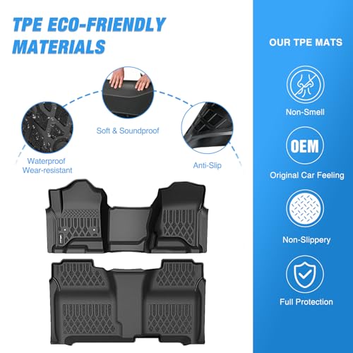 Image of Nilight Floor Mat for Chevy Silverado GMC Sierra 1500 Crew Cab 2014-2018