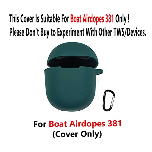 Image of Protective Soft Silicone Case Cover with Hook Compatible with bAot Airdope 381 /383 (Cover Only) (Green)