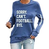  Today 2023 Sweatshirts for Women 2023 Football Print Game Day Hoodies Casual Comfy Long Sleeeve Crewneck Outfits Shirt Tops Clearance My Orders Lightning Deals of Today E-blue
