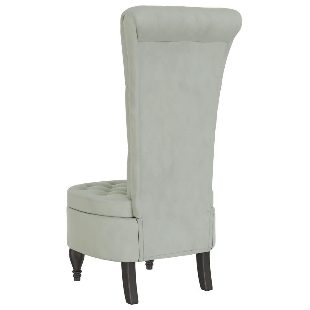 vidaXL Sillón de Respaldo Alto, Silla Tapizada con Botones, Butaca Sofá de Descanso, Sillón Decorativo para Salón Dormitorio, Terciopelo Gris Claro