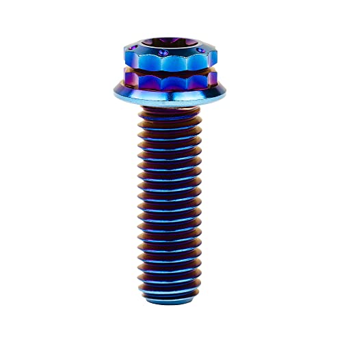 Image of Titanium Flange 12 Point Head M8 x15 20 25 30 35 40 45 50 55 60 65mm Screw Bolt Pack of 4 (M8x25mm, Burning Blue)
