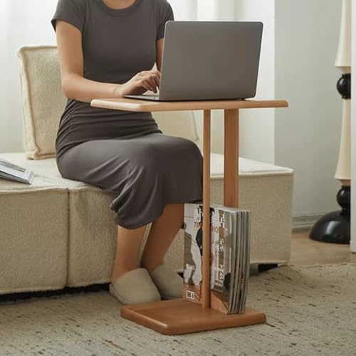 Mesa de centro rectangular de madera para leer junto al sofá en espacios pequeños 3