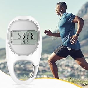 BlueEour 3D-stappenteller om te wandelen, draagbare digitale stappenteller met karabijnhaak, trackstappenteller, calorie-mijlen, fitnessstappenteller met helder display, voor mannen, vrouwen,