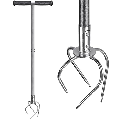 Dolibest Manual Twist Tiller, All-Steel Garden Claw Cultivator with 4 Curved Claws and Soft Rubber Handle, Hand Tiller Garden Claw for Gardening Bed and Plant Box (39'') by Dolibest - Used condition - US$23.99