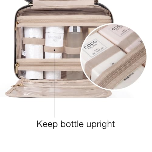 Image of BAGSMART Toiletry Bag Travel Bag with Hanging Hook, Water-resistant Makeup Cosmetic Bag Travel Organizer for Accessories, Shampoo, Full-size Container, Toiletries (Green Checkerboard, Large)