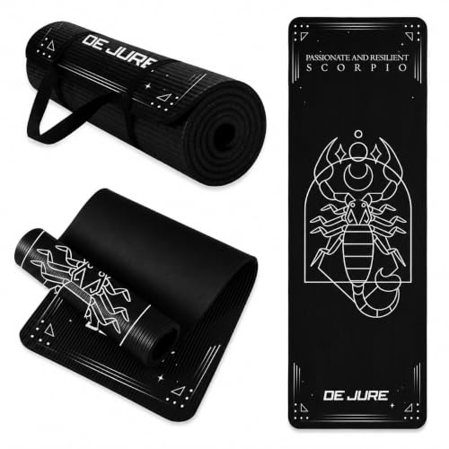 Image of De Jure Fitness Yoga Mat for Women and Men, 13mm Extra Thick Non-Slip NBR Exercise Mat for Yoga, Pilates, Gym & Floor Workouts - with Carry Strap - Scorpio