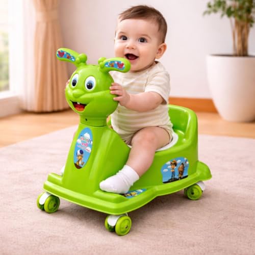 Image of 2 in 1 Rabbit Ride On Potty Seat for Kids | Baby Potty Training Seat with Wheels | Ride On Potty Trainer Chair for Boys & Girls | Comfortable Seat, Easy Clean | 6 Months to 2.5 Years (Green)