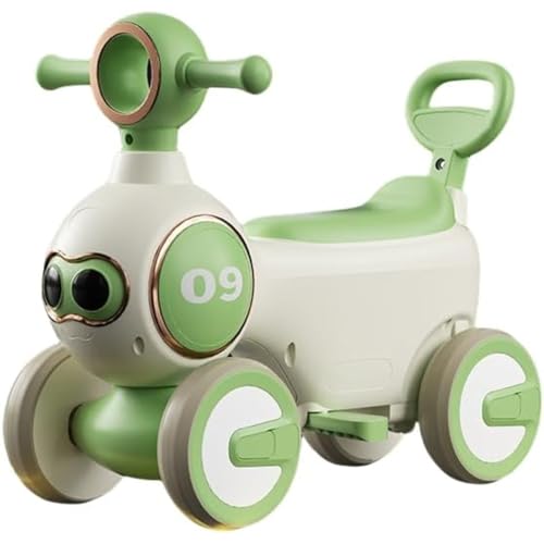 ミニ三輪子供用スクーター ペダルレス 軽量 調整可能 室内外兼用 バランス訓練 組み立て簡単 持ち運び便利 おしゃれ 男の子・女の子兼用 誕生日プレゼント向き (グリーン)