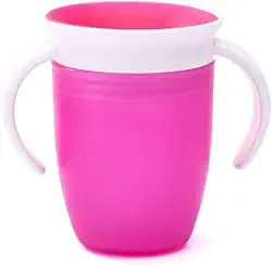 Copo de Treinamento Infantil 360° Anti-Vazamento 200ml Com Alças Ergonômicas BPA Free 4 Cores Para Bebês Acima de 6 Meses (Pink)