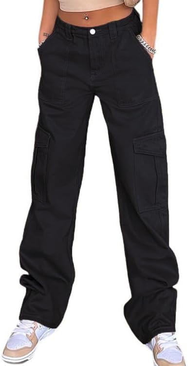 WZIKAI Cargo Pants for Women High Waisted Casual Pants Baggy Wide Leg Trousers Y2K Streetwear with 6 Pockets - Image 2