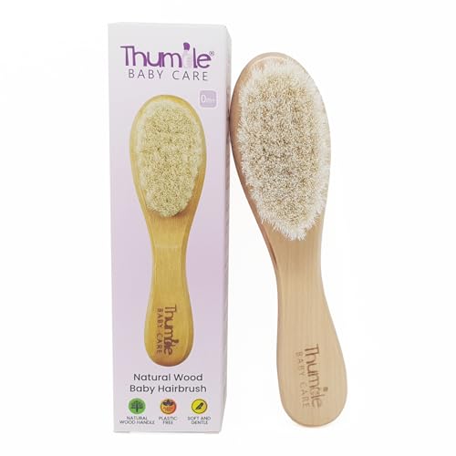 Cepillo Bebé Suave con Cerdas Naturales de Cabra – Costra Láctea | Madera Natural sin Plásticos | Ideal Recién Nacidos y Niños Pequeños | Thumble Baby Care