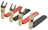 KK-Y4 [4 Pack] 4pcs total, Hi-end, Gold Spade Plugs, Speaker Cable Connecto Screw Type Plug with Heat Shrink Tubing KK-Y4