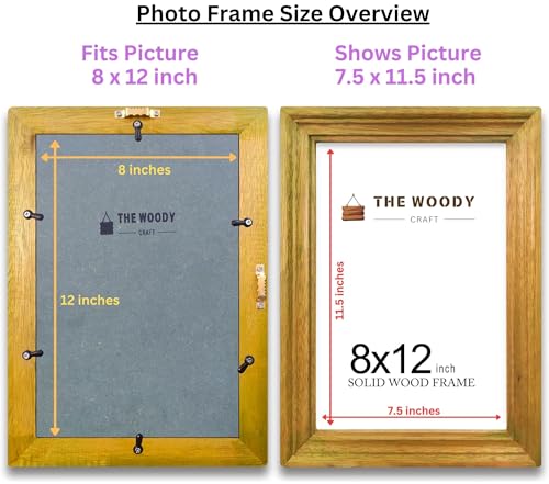 Image of Photo Frame 8x12 inch | Wooden Photo Frame | Small picture Frame | Yellow Wooden Frame for Wall | Bright & Stylish Home Decor (8x12 inch, Yellow)