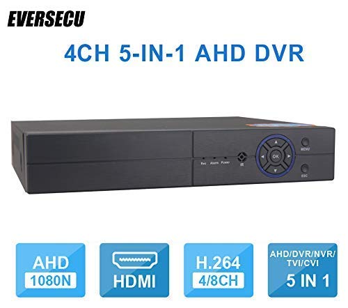 4CH 1080P Lite 5-in-1 HD Analog Hybrid DVR&NVR Support 1080P IP Camera+1080P AHD/TVI/CVI Camera and 960H Analog Camera Standalone DVR CCTV Surveillance Security System Video Recorder (No HDD)