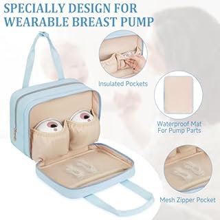 Breastmilk Cooler Travel Bag,Wearable Breast Pump Storage Bag Compatible with Momcozy/Eufy/Elvie/Willow/Medela Breast Pump with Ice Pack and Waterproof Mat,Blue