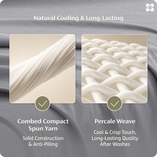 Image of Bedsure PureWoven 100% Washed Cotton Sheets Queen, Linen-Like Feel, 6PCS