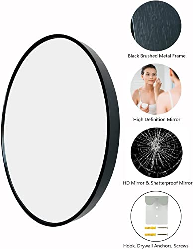 Sherbeck Black Round Bathroom Mirror Large Round Circle Mirror 32"X32", Wall Mounted Mirror For Living Room,Bedroom,Entryways Vanity #TOP1