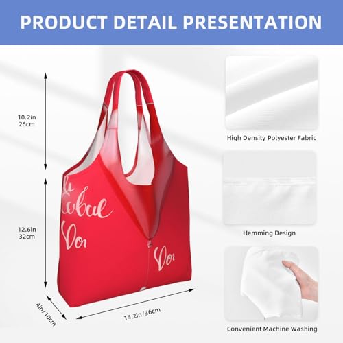 (Romantic Heart Balloon) Large Tote Shoulder Bag Fashion Canvas Handbag Reusable Shopping Bag Travel Bag For Women4