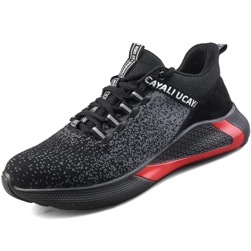 UCAYALI Zapatillas de Seguridad Hombre Calzado de Trabajo Cómodo Zapatos de Seguridad con Punta de Acero Zapatos Protección Deportivos Negro Gr.43
