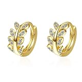 YZYSHHX Pendientes de Hoja para Mujeres y niñas, joyería de Cristal Real para Novias, Pendientes de aro, Regalo para Festivales de Boda