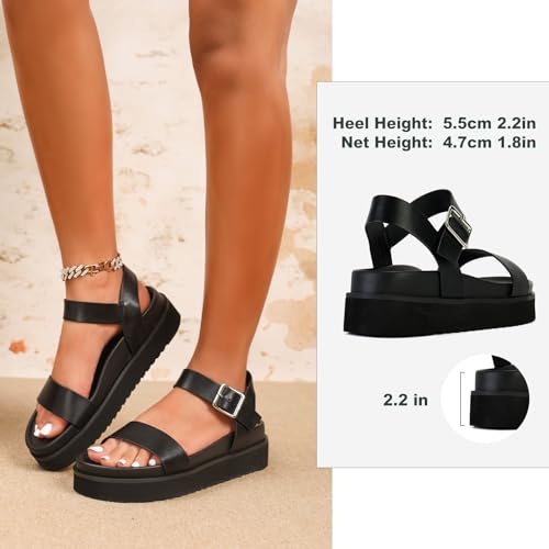 Yavero Womens Platform Sandals Open Toe Summer Sandals Low Wedge Sandals2