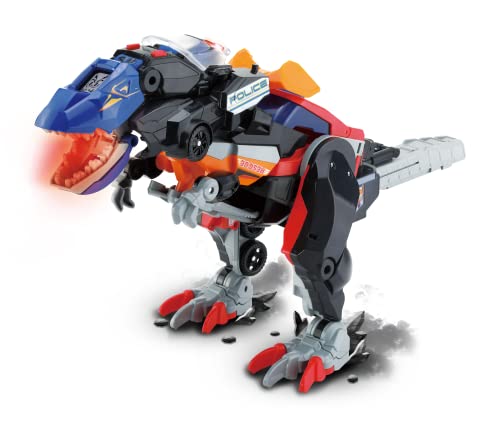 VTech Switch & Go Dinos Rescue Raiders 3-in-1 Interactive Dinosaur Toy with Lights & Sound Effects Transform Police Car Helicopter & Fire engine into T-Rex For Kids 3 4 5 6 + English Version