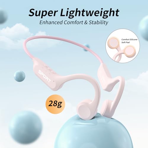 Image of CXK Bone Conduction Earbuds, Open Ear Headphones Bluetooth 6.0, Wireless Headphones 8H Playtime, IPX6 Waterproof Sport Headphones for Sports, Peach