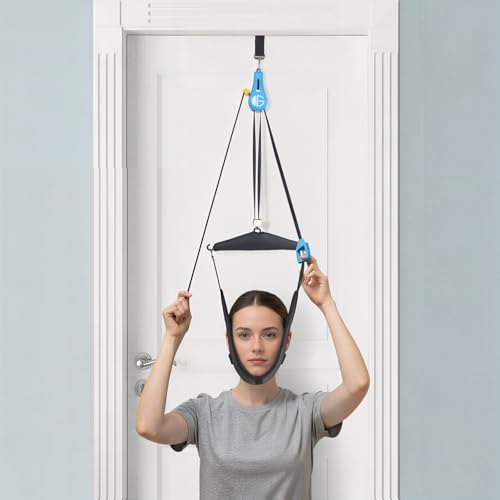 Image of glitz Upgraded Neck Stretcher & Cervical Traction Device with Ratchet System - 50-200N Adjustable Over-Door Traction for Pain Relief & Spinal Decompression, Force-Limited Easy-Release Pull Cord