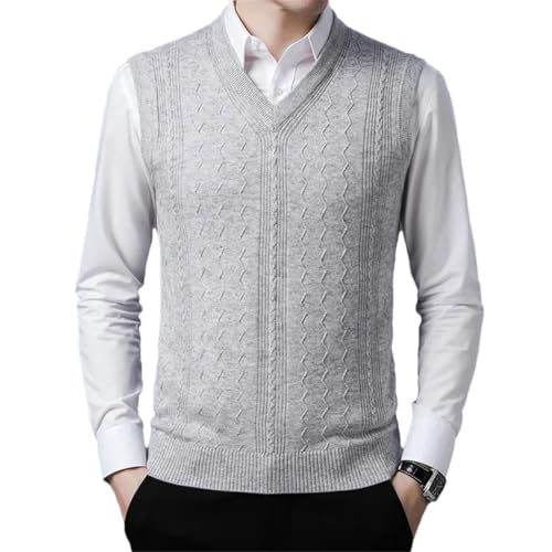 Men Classic Wool Knitted Vest Elegance Winter Sleeveless Sweaters V-Neck Waistcoat