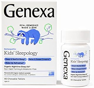 Genexa Sleepology for Children – 60 Tablets | Certified Organic & Non-GMO, Melatonin-Free, Physician Formulated, Homeopathic | Sleep Aid for Children