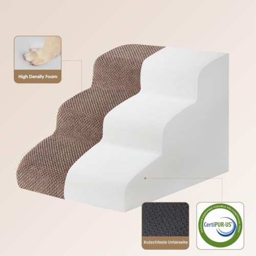 EHEYCIGA Hundetreppe für Kleine Hunde 40 cm Hoch, 3 Stufen, Braun