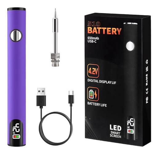 510 Thread Battery Cart Pen, W/Welding Pen Portable Electric Soldering Iron Kit, Adjustable Voltage USB Rechargeable, with 650mAh Battery for Home Appliance Electronics Repair
