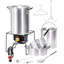 Barton Propane 30 Qt. Turkey Deep Fryer & 10 Qt. Fish Fryer Boiler Steamer Set, 37,000 BTU Burner, Ideal for Outdoor Cooking, Complete Set