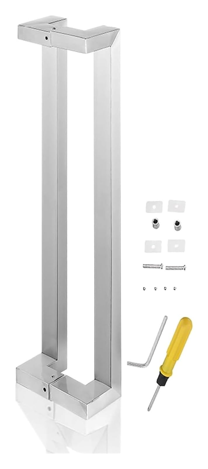 CWCQGH Push Pull Door Handle, Sliding Barn Door Handles, Door Handle Double Sided, Internal Glass Door Grab Bar for Farmhouse Pantry Entry Shower,Silver-Length 100cm
