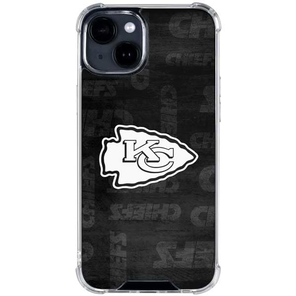 Skinit Clear Phone Case Compatible with iPhone 14 - Officially Licensed NFL Kansas City Chiefs Black & White Design