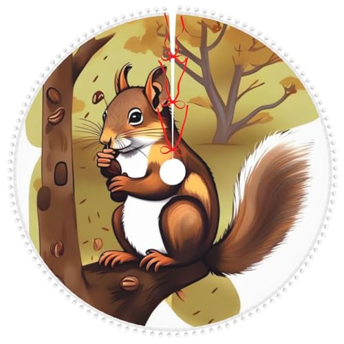 Jupe de sapin de Noël à pompons Nut-Eating double couche de 122 cm