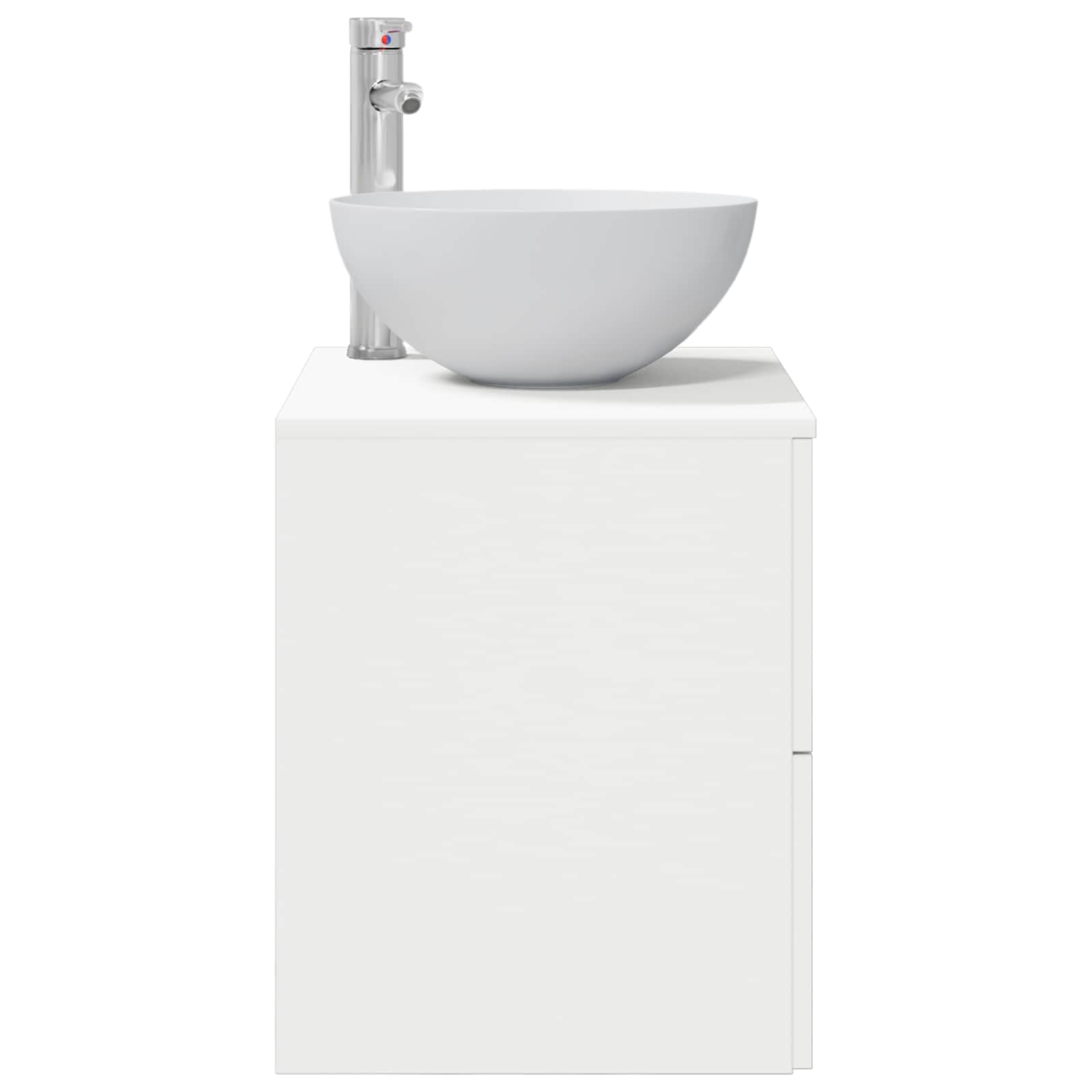 Mobile sottolavabo da parete in legno bianco, 49,5 x 35 x 63 cm, con cassetto e porta, per mobili da bagno e WC degli ospiti, mobiletto sottolavabo salvaspazio con ripiano e accessori di