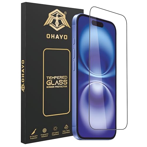 Image of OHAYO Tempered Glass Screen Protector Compatible with iPhone 15 and iPhone 16 | 9H Hardness Protective Glass | Full Screen Coverage | Scratch Resistant | HD Clear | Bubble Free Installation | Case Friendly