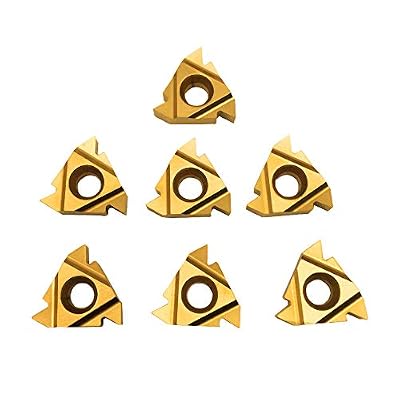 Lathe Threading Inserts 16ER /16IR AG60-10pcs Carbide Inserts for External Thread Holders CNC Turning Tool (16ER Yellow)