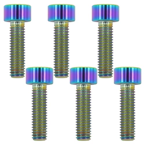 Image of Titanium Bolts M5x18, Rainbow, 6PC | Lightweight Hex Socket Screws, MTB /Road Bike /Motorcycle, Corrosion Resistant, Marine Grade Fasteners