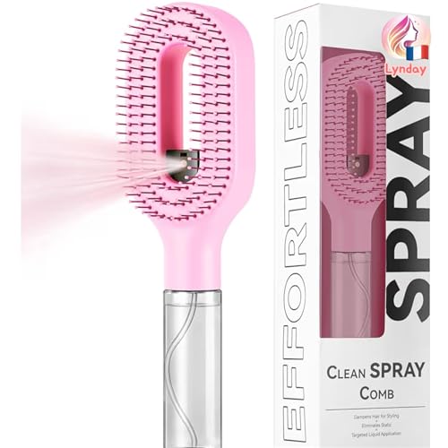 Brosse a cheveux demelante magique avec Spray Intégré, Brosse Magique Anti-Statique pour Cheveux Fins et Fragiles, Massage Cuir Chevelu, Vaporisateur...