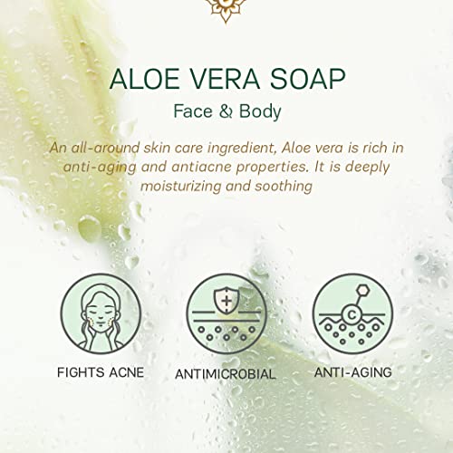 Authentic Bath & Soap Cold Processed Aloe Vera Bar Soap For Men & Women. No Sulfates Or Paraben, Cruelty Free, Vegan. Hydrating, And Refreshing Face & Body Wash. 3.5 Oz Each (Pack Of 2) #TOP6