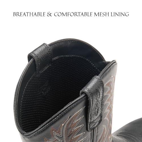 Image of SUREWAY Cowboy Boots For Men - Mens Square Toe Western Boot,Oil /Slip Resistant,Durable Fashionable Classic Pull on 10 Inch Boots Mid Calf Wellington Boots