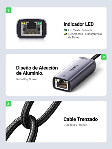Adaptador USB C a Ethernet Gigabit LAN Thunderbolt 3 compatible Surface Go 6