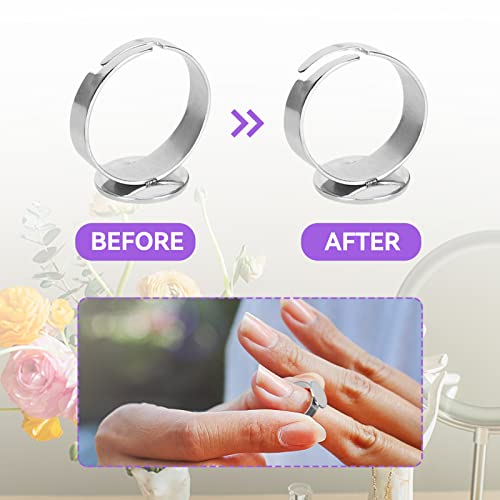 20 Pcs 12 Mm Adjustable Ring Shank, Finger Ring Blank Stainless Steel Flat Ring Base With Round Pad For Jewelry Making Kit #TOP1