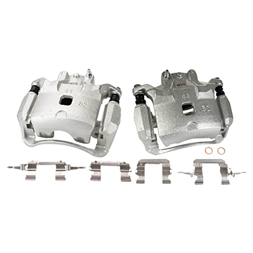 Image of TRQ Front Brake Caliper Set Zinc Coated Brackets Hardware Compatible with 2009-2014 Nissan Cube 2007-2012 Nissan Versa
