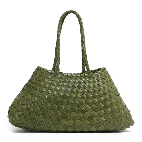 Image of Rejolly Basket Tote Bag for Women Woven PU Leather Shoulder Handbag Chic Purse